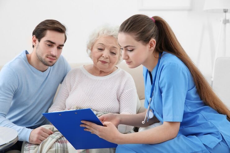 nurse-talking-with-grandmother-her-grandson-indoors_392895-157747